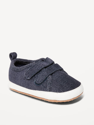 Double-Strap Corduroy Sneakers for Baby B G Blue Elevated Velcro Sneaker Blue Marl