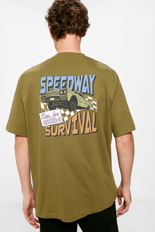 Camiseta Manga Corta con Gráfico Speedway