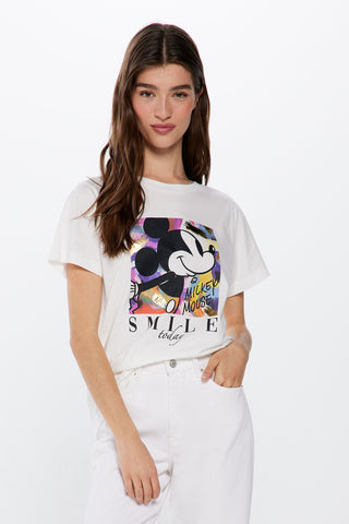 Camiseta Manga Corta con Gráfico "Mickey" Smile