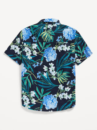 Camiseta Manga Corta con Estampado Tropical, Niño