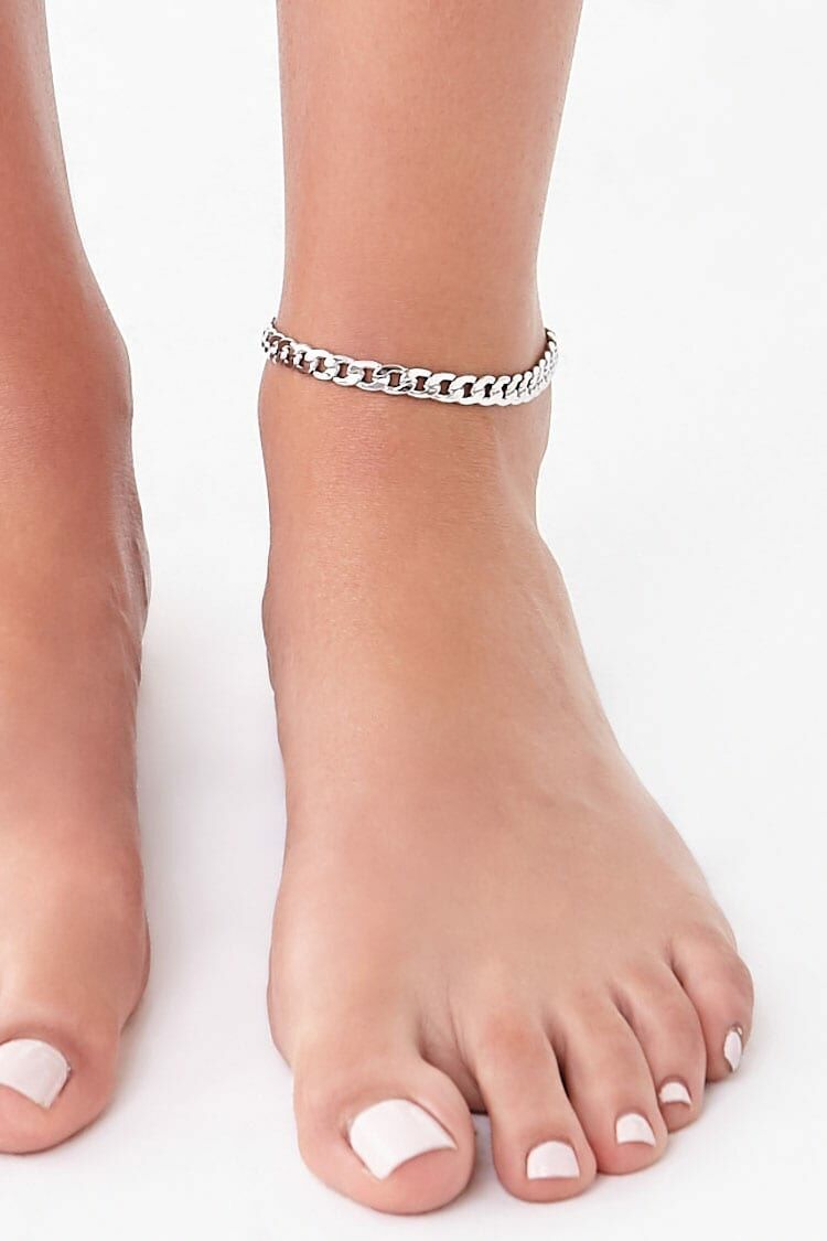 F21 Chunky Curb Chain Anklet Forever 21 - Silver