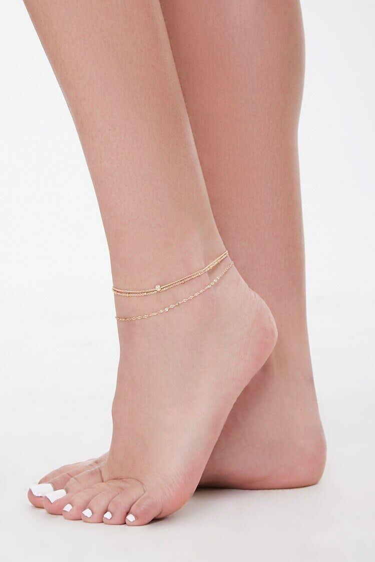F21 Assorted Chain Anklet Set Forever 21 - Gold
