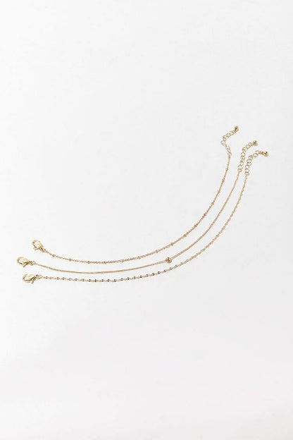 F21 Assorted Chain Anklet Set Forever 21 - Gold