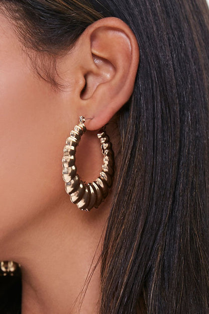 F21 Etched Hoop Earrings Forever 21 - Gold