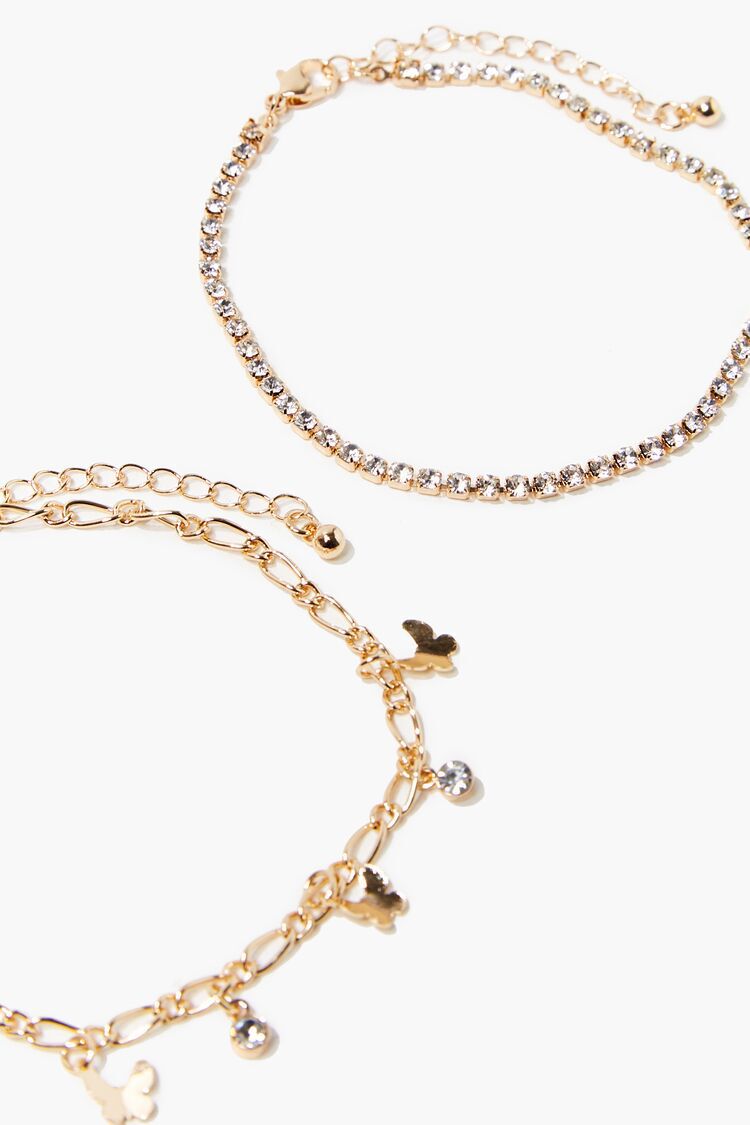 F21 Butterfly Charm Anklet Set Forever 21 - Gold