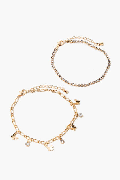 F21 Butterfly Charm Anklet Set Forever 21 - Gold