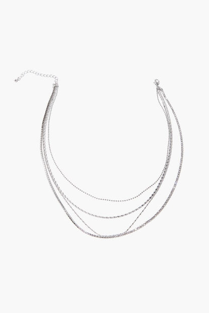 F21 Rhinestone Chain Layered Necklace Forever 21 - Silver