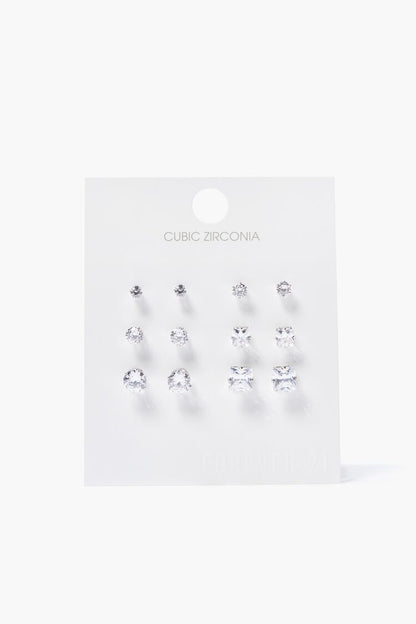 F21 Cz Stud Earring Set Forever 21 - Silver/Clear