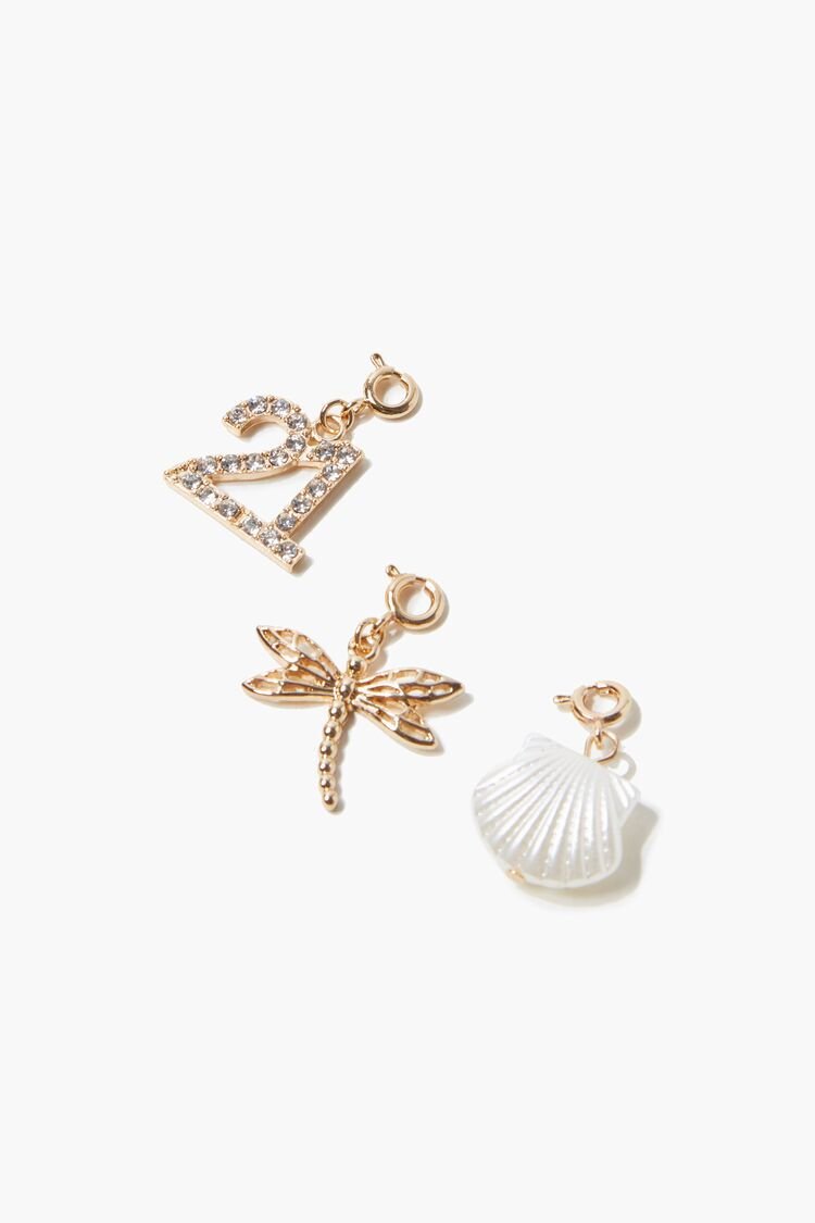 F21 21 Dragonfly Charm Set Forever 21 - Gold