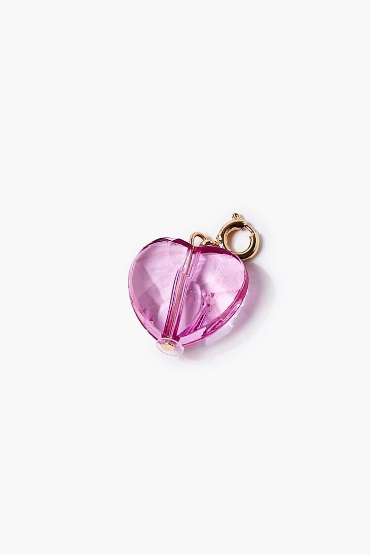 F21 Faux Gem Heart Charm Forever 21 - Gold/Pink