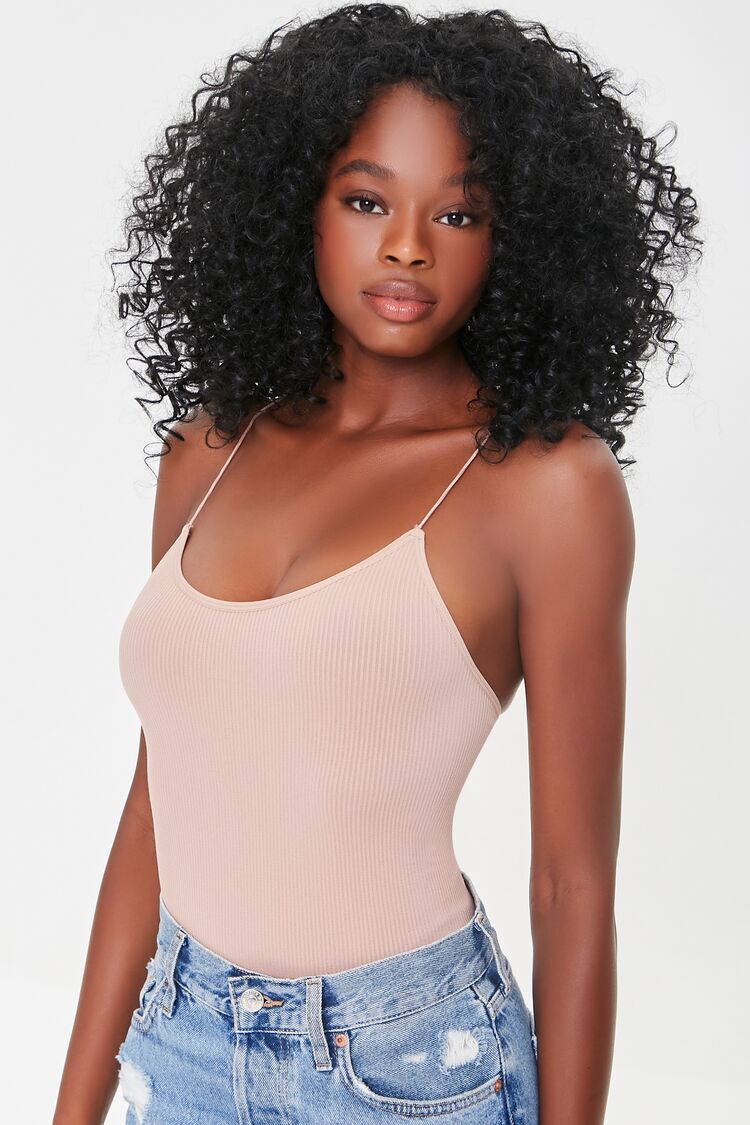 F21 Seamless Ribbed Bodysuit Forever 21 - Taupe