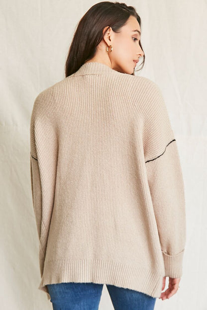 F21 Ribbed Longline Cardigan Sweater Forever 21 - Taupe