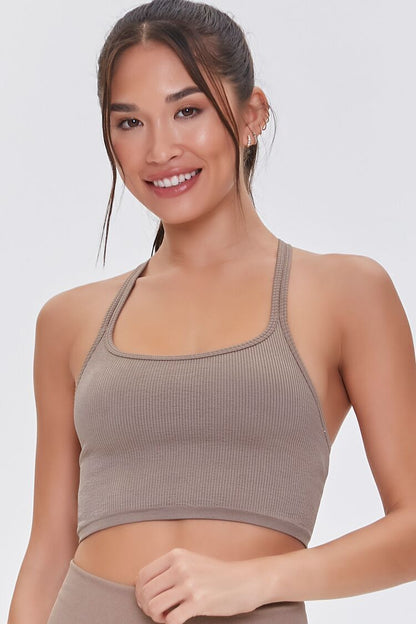 F21 Seamless Caged Sports Bra Forever 21 - Taupe