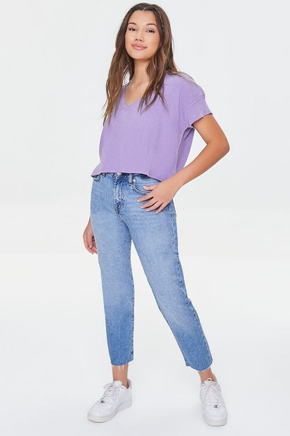 Camisa De Punto Blusa Manga Corta Violet