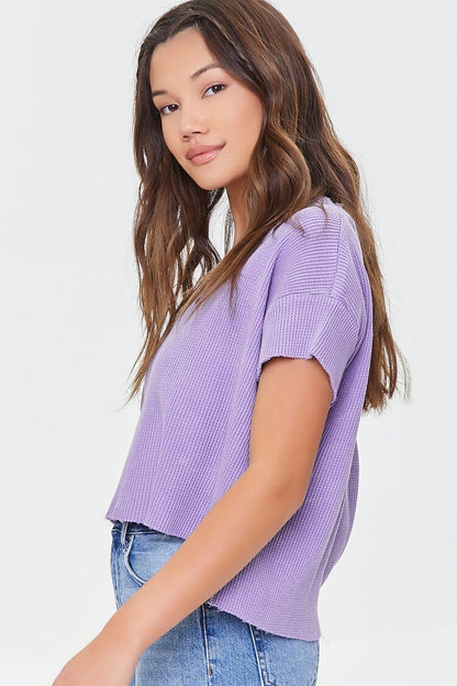 Camisa De Punto Blusa Manga Corta Violet