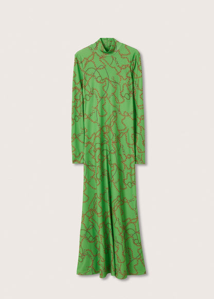 MNG Vestido Estampado Cadenas - Verde