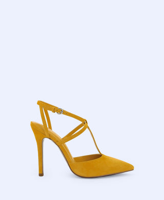 Zapatos De Tacón Destalonado Amarillo