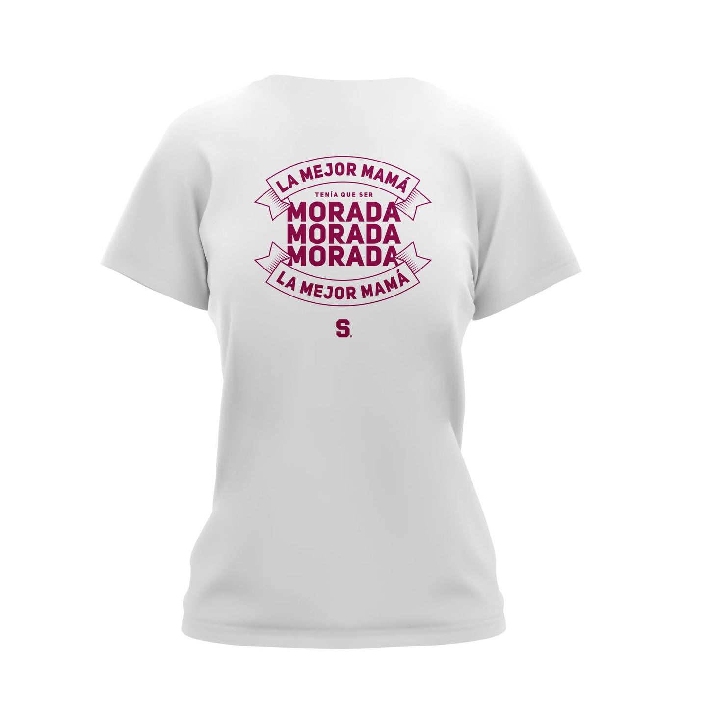 SP Camiseta Cuello V " La Mejor Mamá Morada" - Blanco