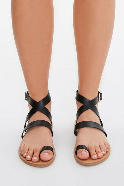 Wraparound Toe-Loop Sandals Black