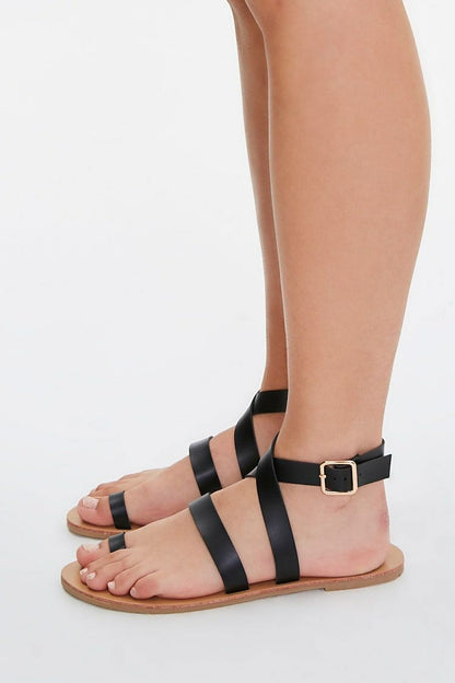 Wraparound Toe-Loop Sandals Black
