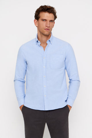 Camisa Regular Fit Oxford, Azul