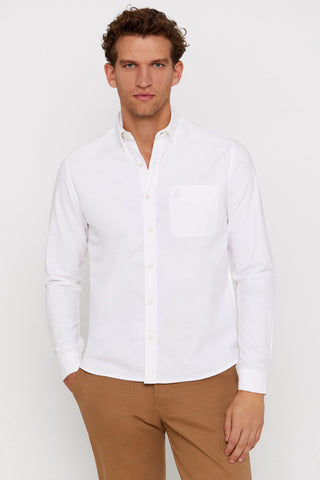 Camisa Regular Fit Oxford, Blanco