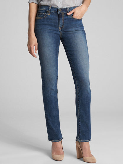 Gap Mid Rise Classic Straight Jeans - Medium Indigo