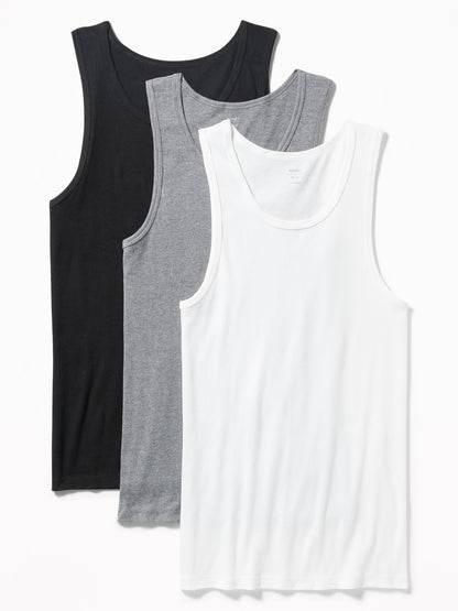 ON Go-Dry Camisetas sin mangas de punto acanalado con lavado suave, paquete de 3 para hombre - Paquete múltiple básico