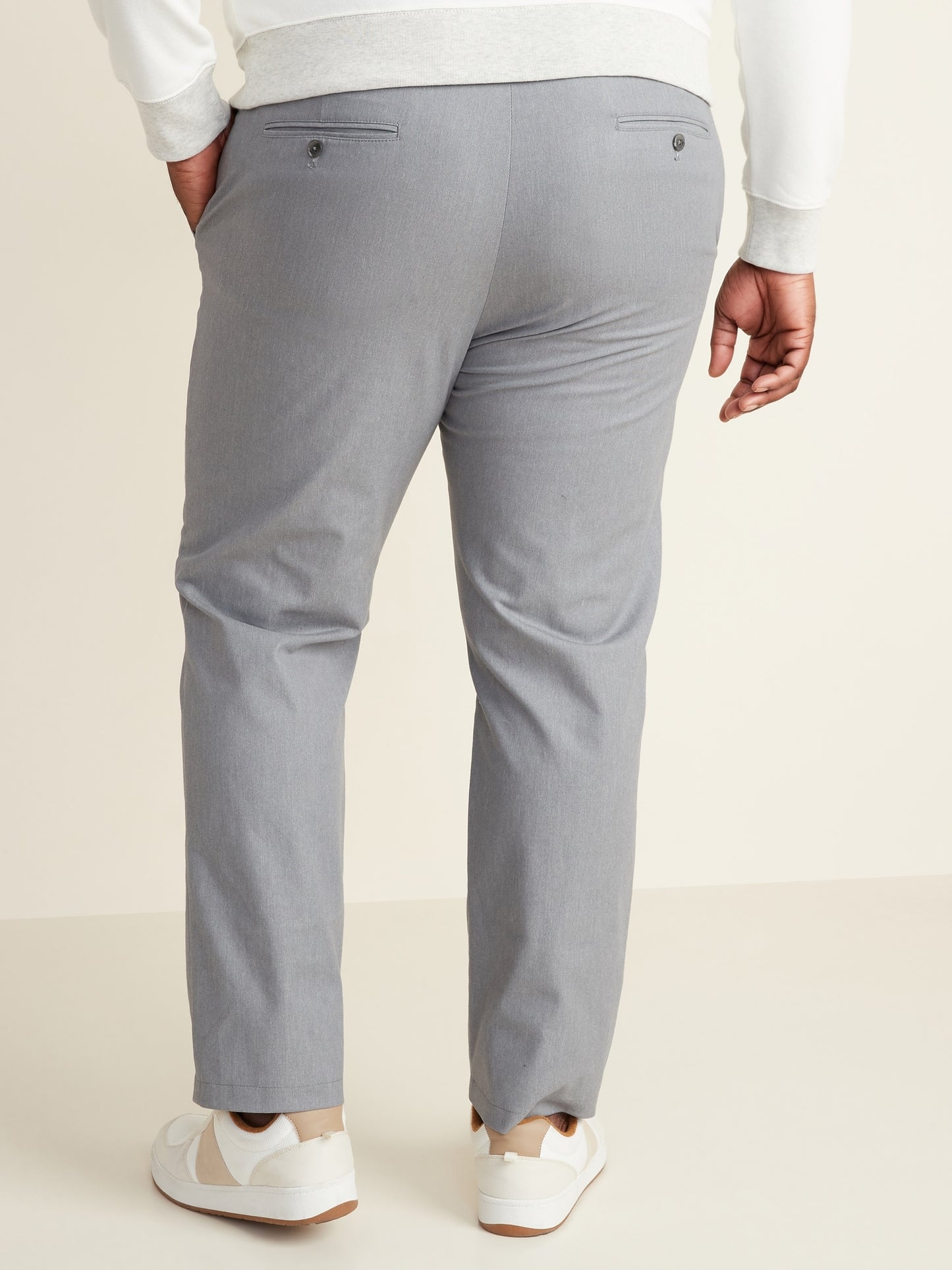 ON All-New Slim Ultimate Built-In Flex Textured Chinos for Men - Light Gris