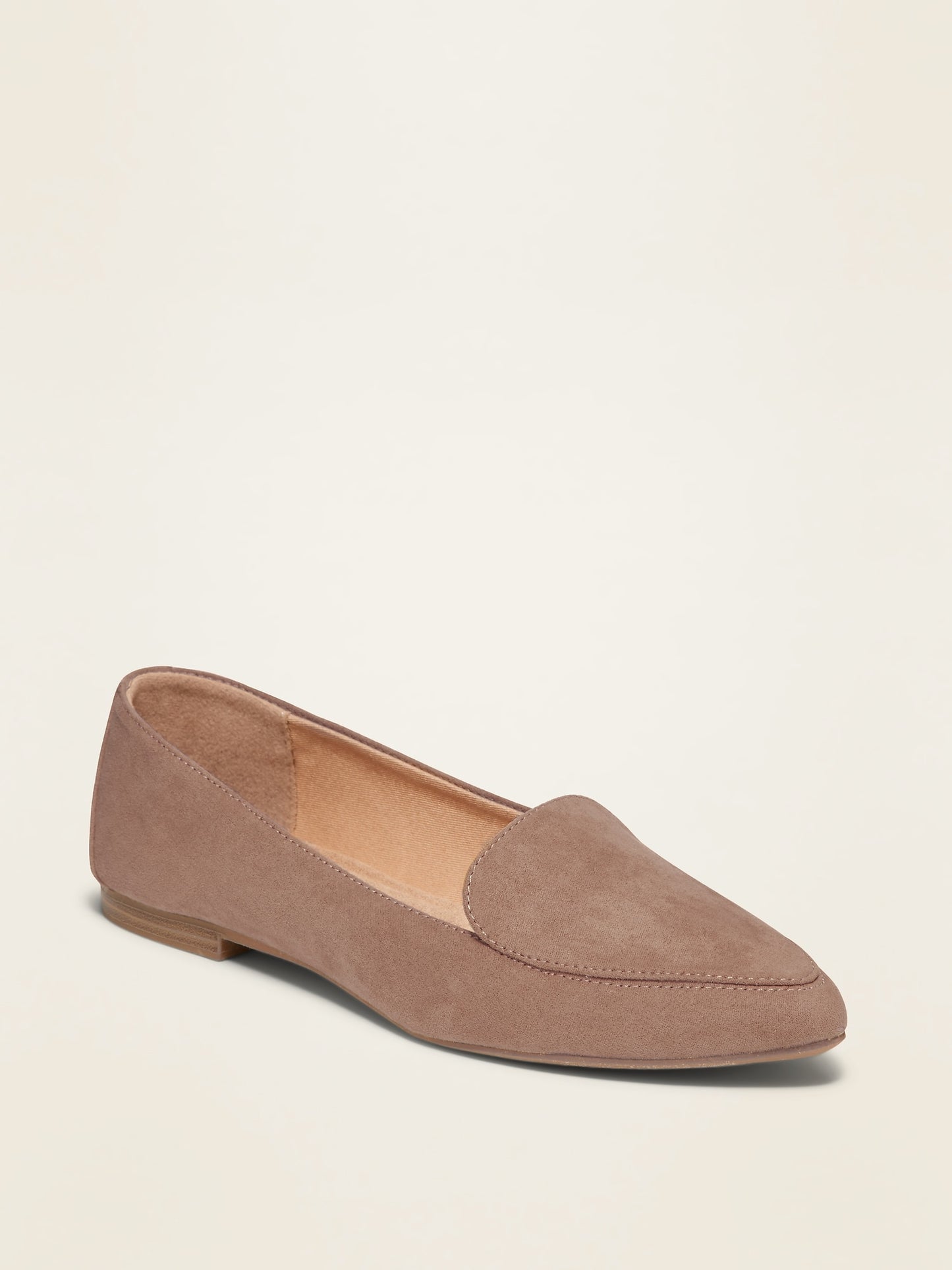 ON Faux-Suede Pointy-Toe Loafers For Women - Taupe
