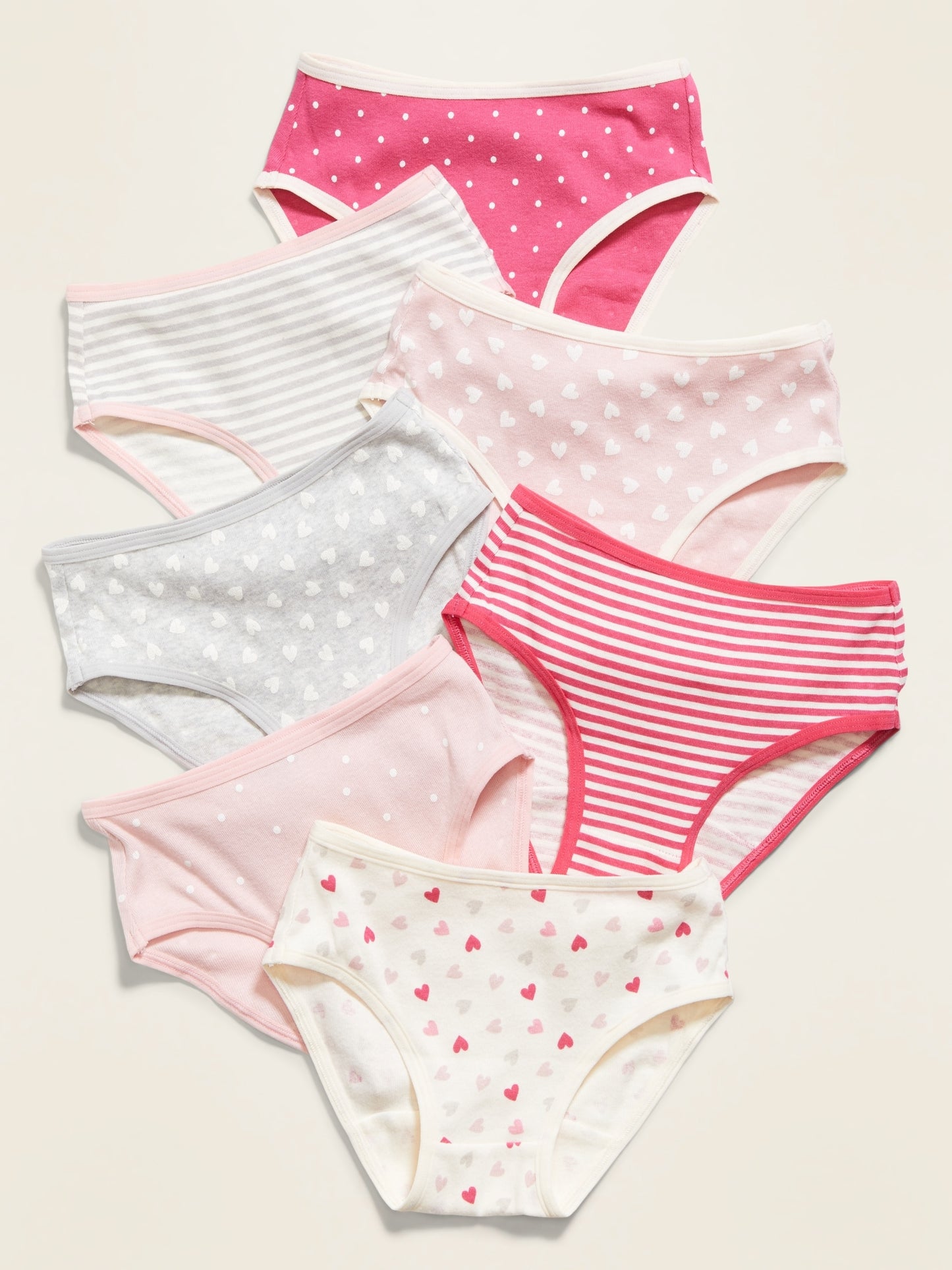 ON Patterned Underwear 7-Pack For Toddler Girls - Multi Hearts