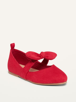 Faux-Suede Pointy-Toed Bow-Tie Flats for Toddler Girls
