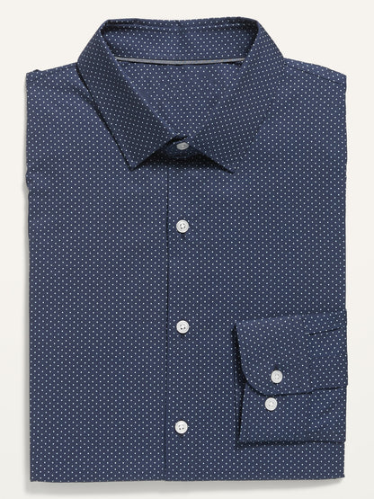 Camisa de vestir ON totalmente nueva Slim-Fit Pro Signature Performance para hombre - Puntos azul marino