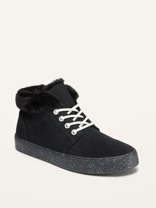 Glitter-Sole Canvas Mid-Top Sneakers for Girls