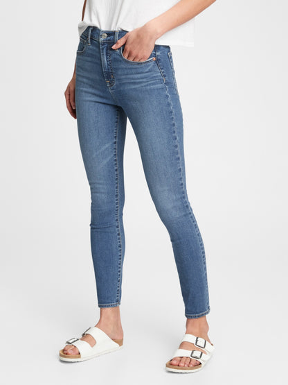 Gap High Rise True Skinny Jeans With Secret Smoothing Pockets - Medium Indigo