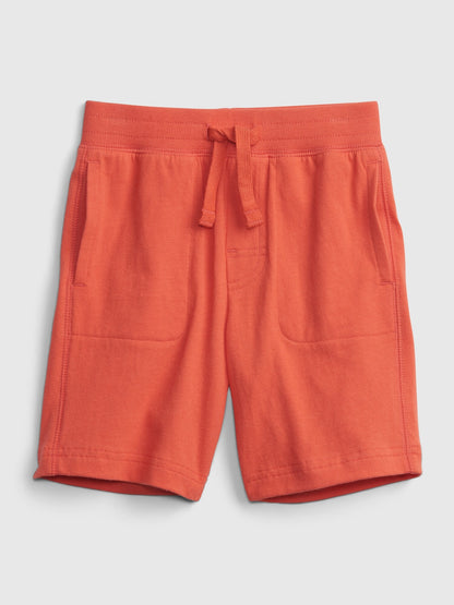 Pantalones cortos sin cordones de mezcla y combinación de algodón 100% orgánico para niños pequeños de Gap - Red Poppy