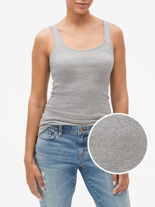 Camiseta sin mangas de canalé Gap - Gris jaspeado claro
