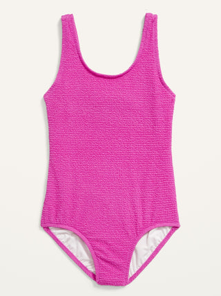Textured Cutout-Back Scoop-Neck Swimsuit for Girls