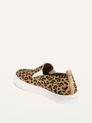 Leopard Textured-Knit Slip-Ons for Girls