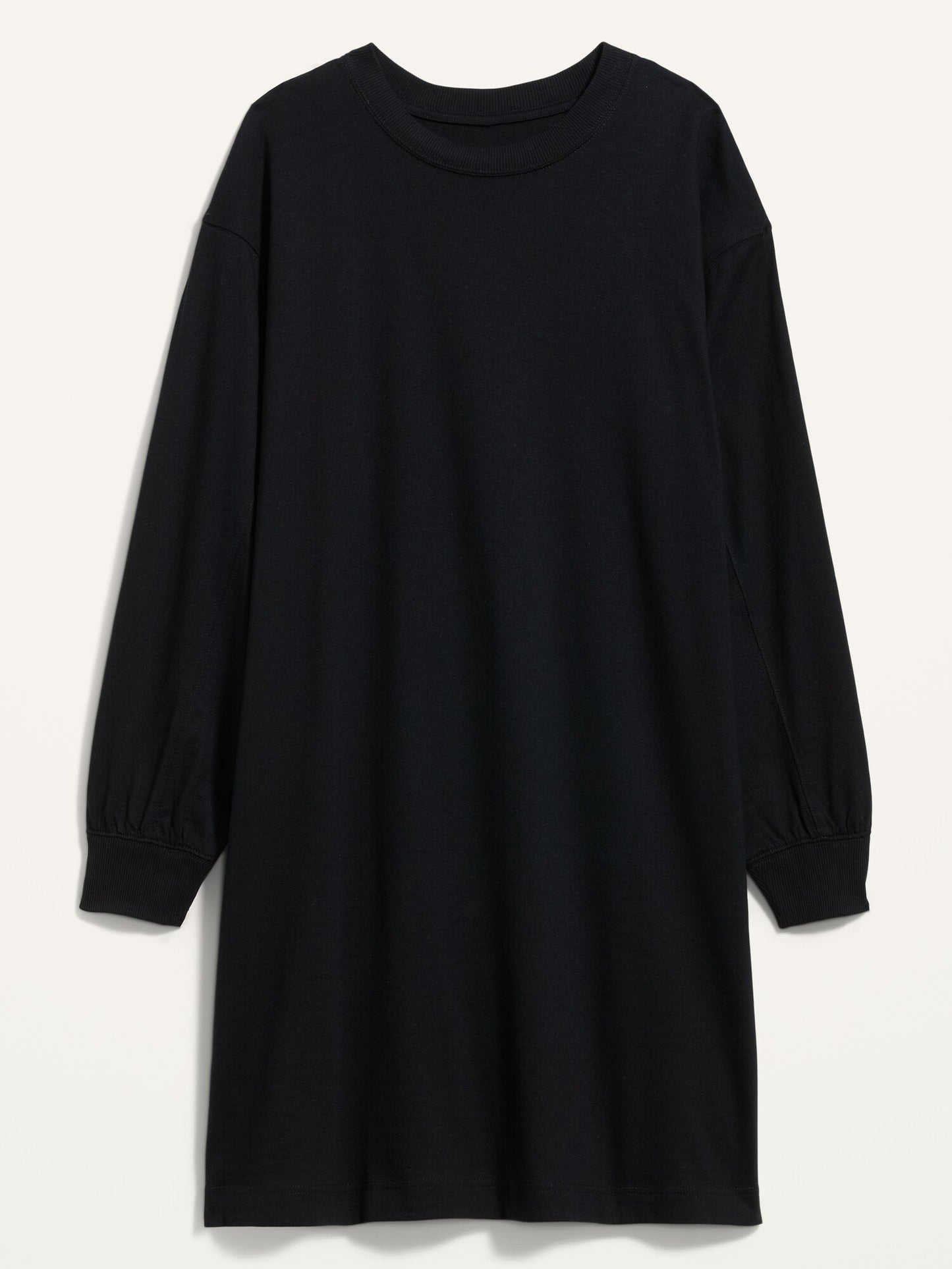 ON Loose Vintage Long-Sleeve T-Shirt Dress For Women - Black Jack