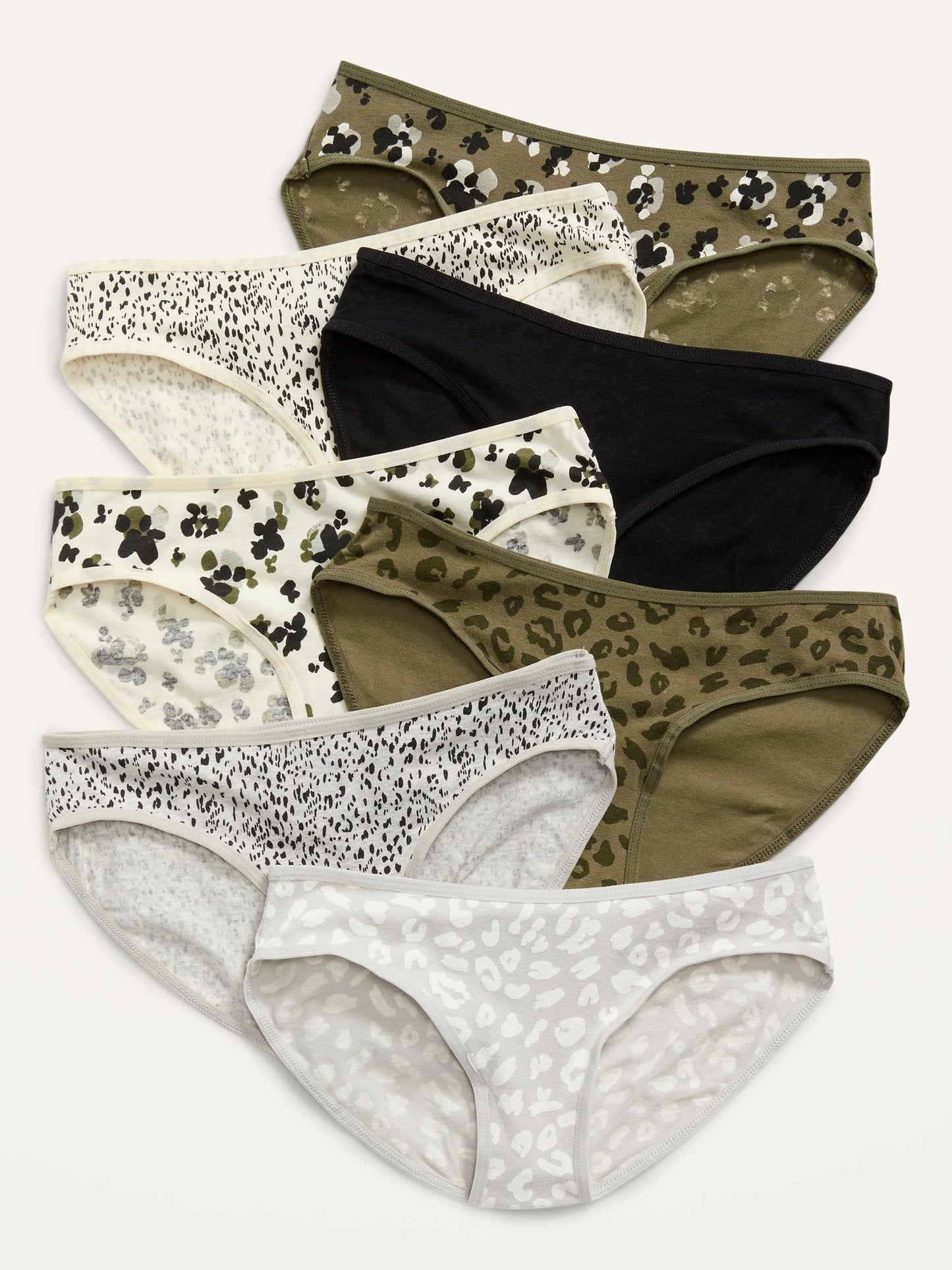 ON Patterned Bikini Underwear 7-Pack For Girls - Olive Leopard Print