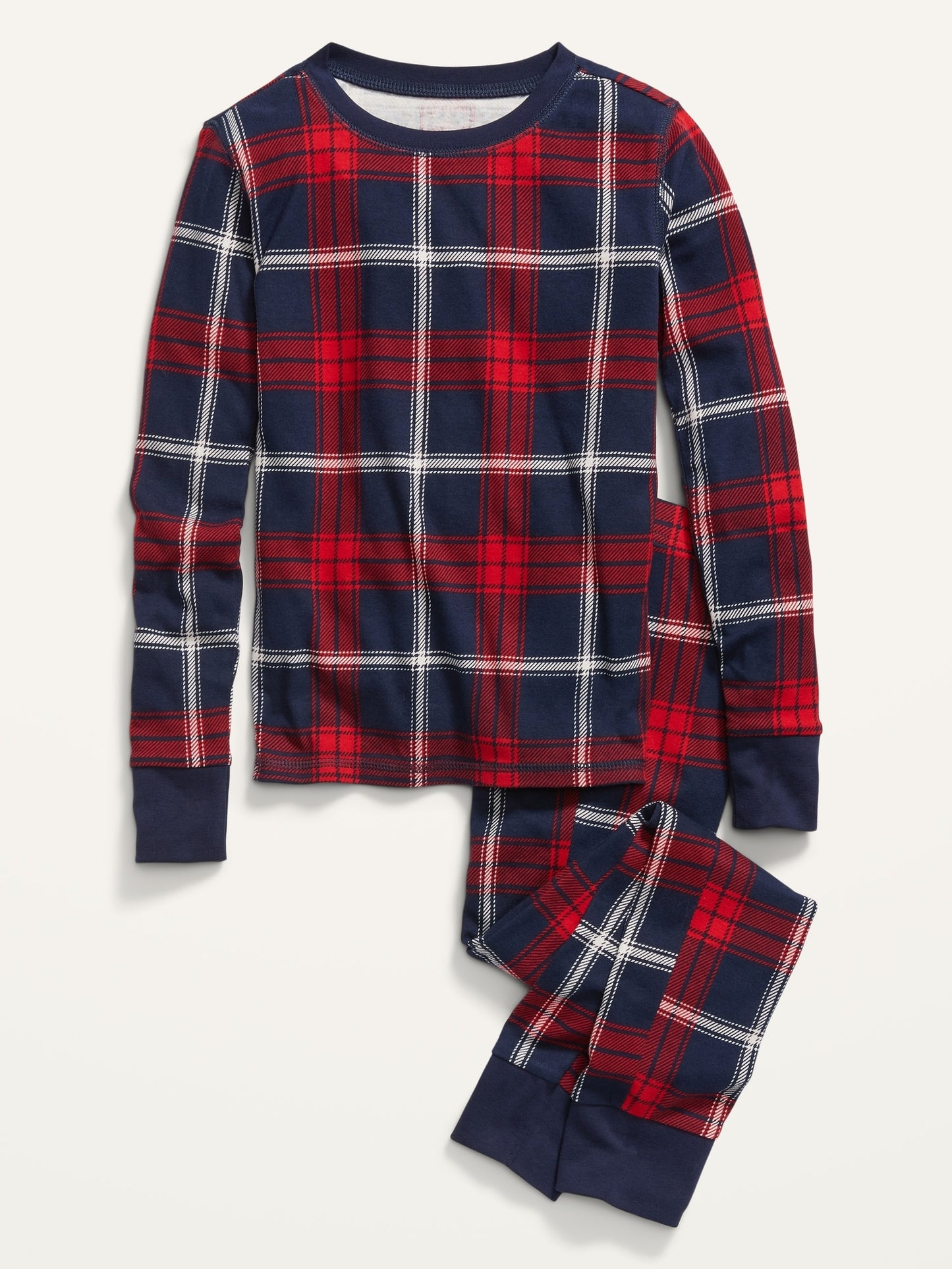 Conjunto de Pijama Ajustada de Cuadros Azul/Rojo, para Niños
