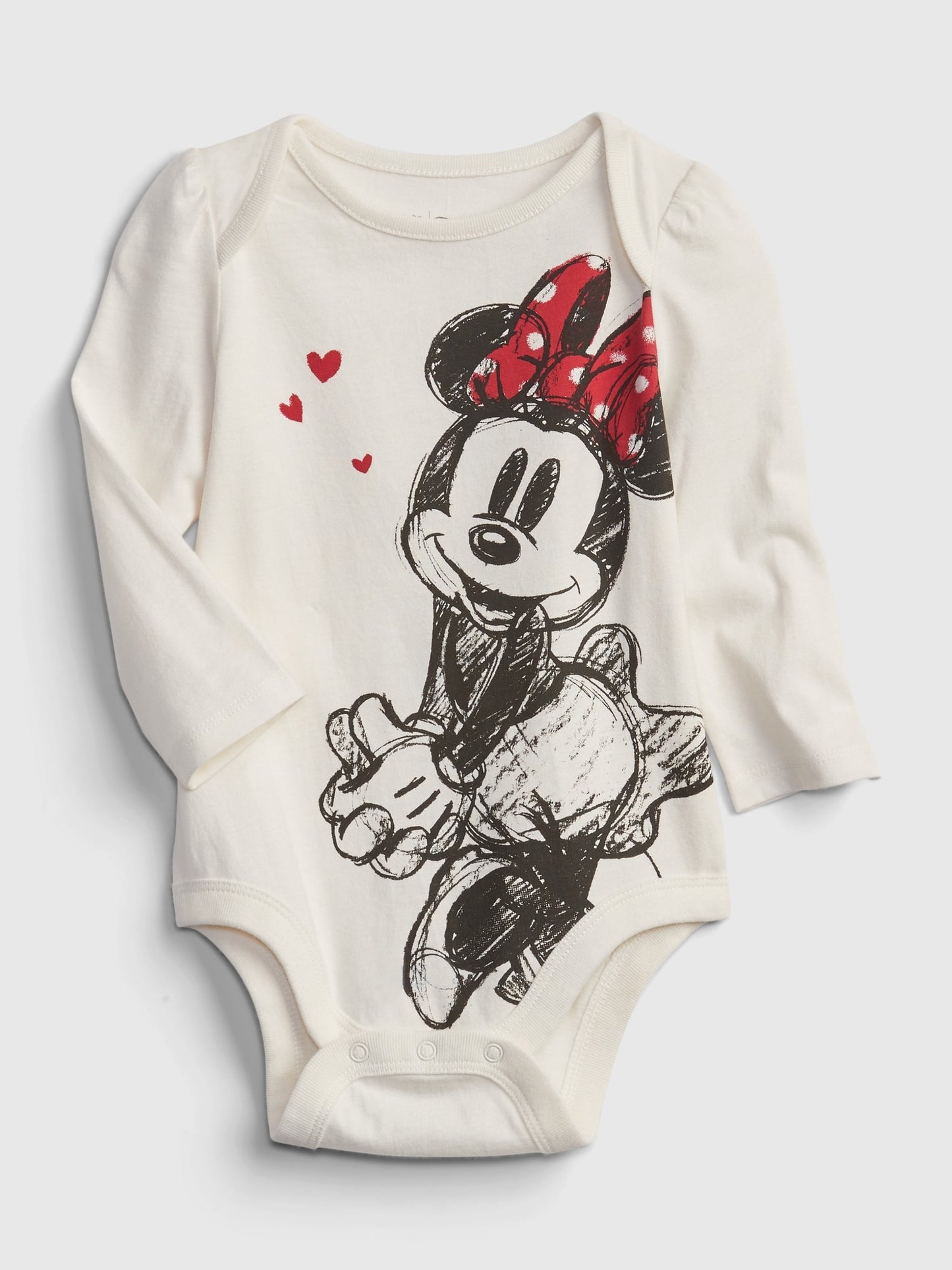 Gap Babygap &#124 Disney Minnie Mouse 100% Organic Cotton Mix And Match Bodysuit - Ivory Frost