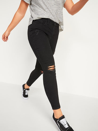 ON - Exclusivo de la TIenda en Línea High-Waisted Pop Icon Skinny Black Ripped Jeans para mujer - Black Jack