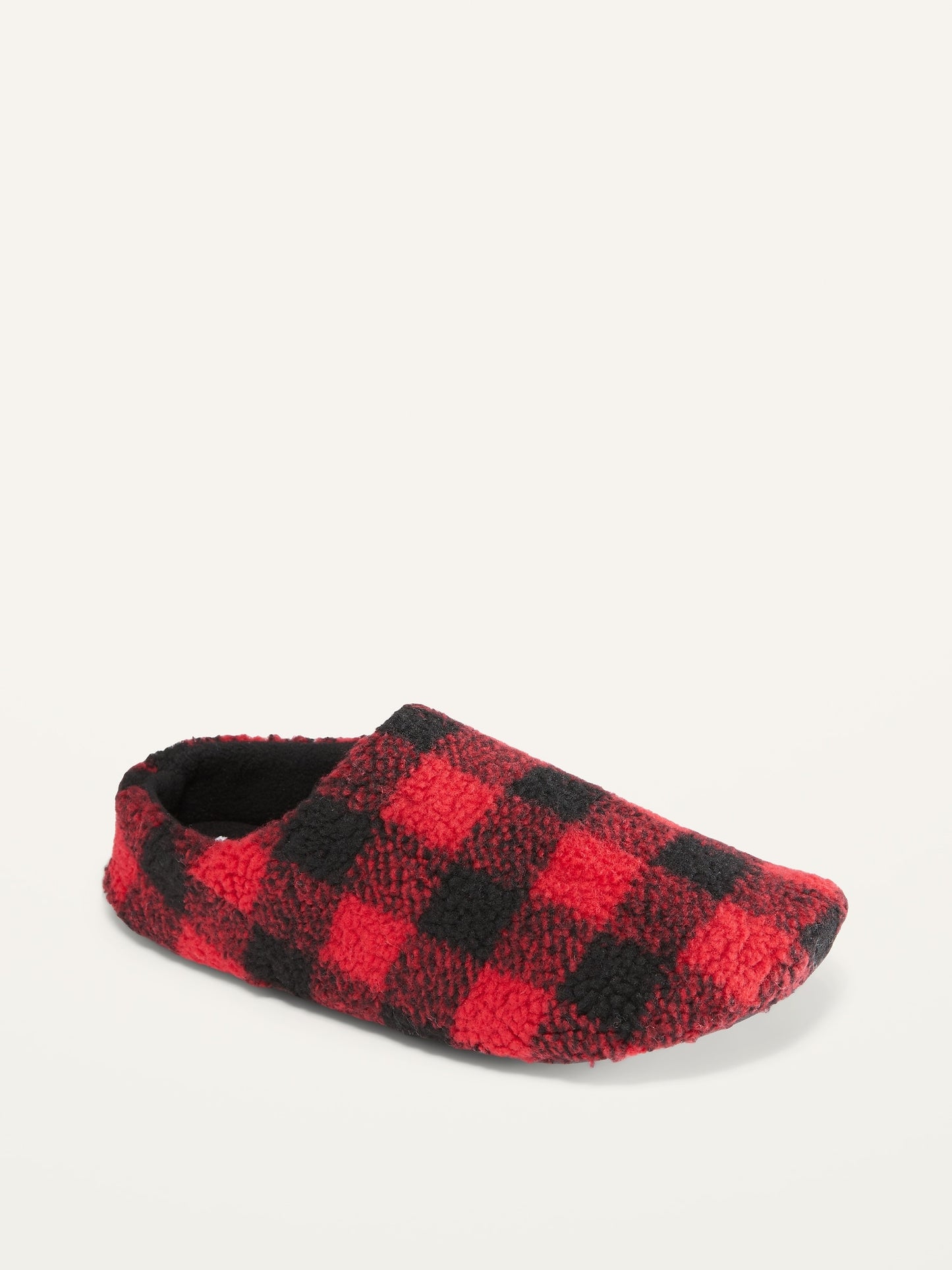 ON Cozy Sherpa Slippers For Men - Red Buffalo Plaid