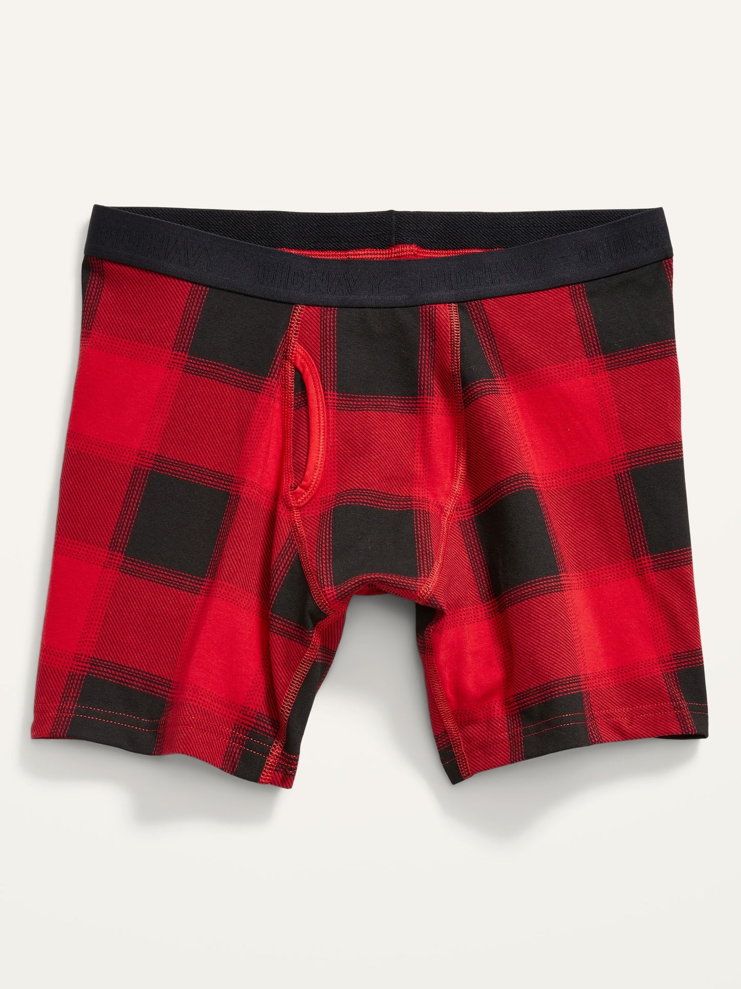 ON Soft-Washed Printed Boxer Brief Underwear For Men - Red Buffalo Plaid