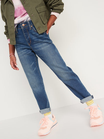 ON High-Waisted O.G. Straight Built-In Warm Jeans For Girls - Bonita Blue