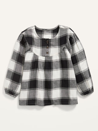 Plaid Flannel Babydoll Tunic Top for Toddler Girls