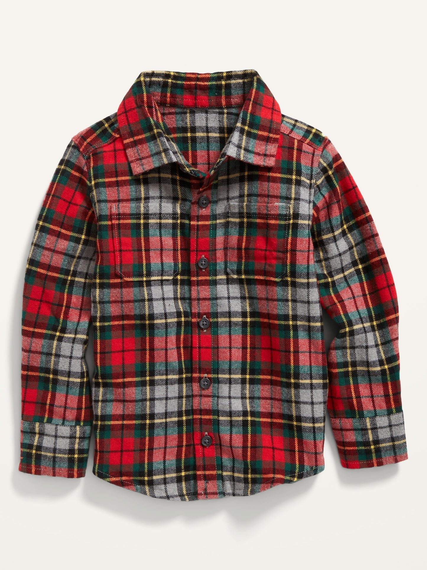 ON Unisex Plaid Flannel Long-Sleeve Shirt For Toddler - Gray Plaid