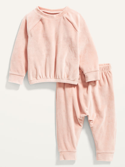 ON Cozy Velour Sweatshirt & Sweatpants Set For Baby - Fleur De Sel